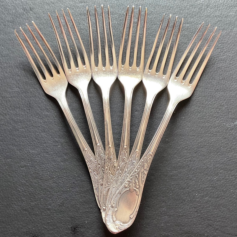Antique Set of 6 Melchior Dinner Forks Made in USSR